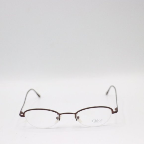 Chloe BEAUTIFUL Chocolate brown Oval Half Rim Vintage Designer Glasses 46 21 135 - Picture 1 of 2